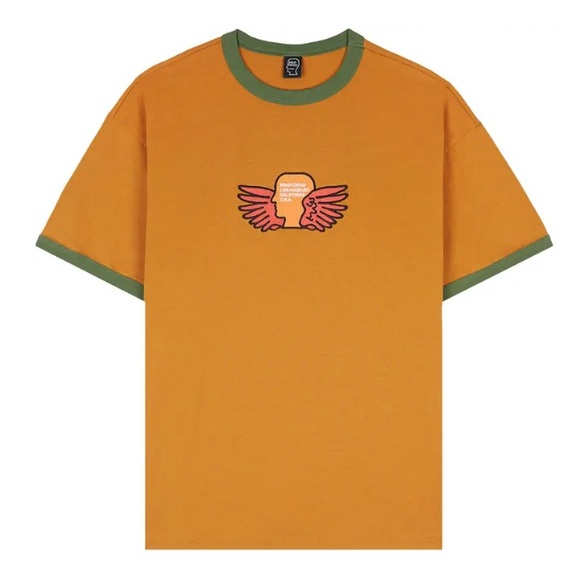 Brain Dead Other - Brain Dead Los Angeles Flyers Ringer Short sleeve tee brown/green Medium NWOT